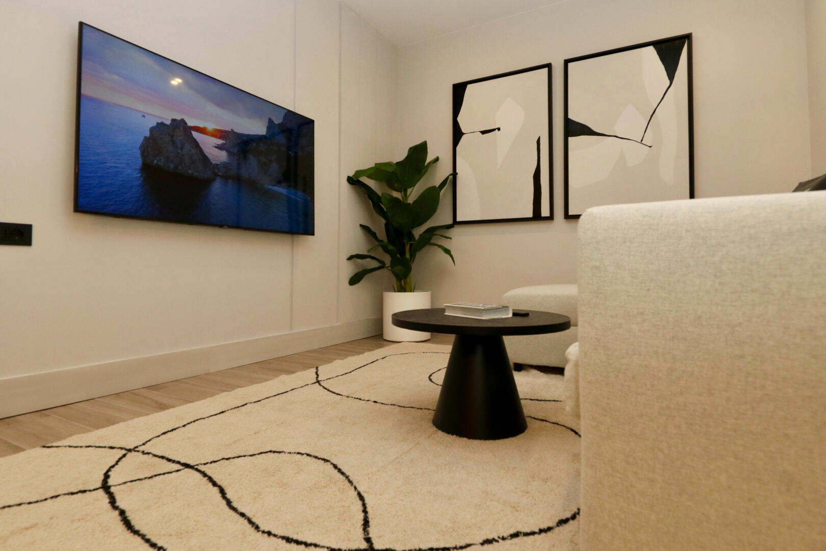 Comfortable living area with sofa bed